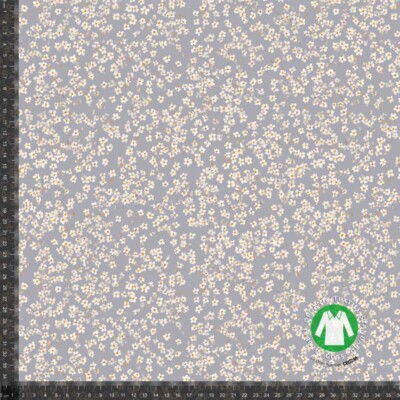 Jersey print med små blomster - blå / grå