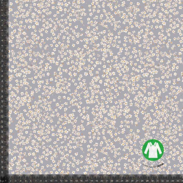 Jersey print med små blomster - blå / grå