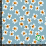 Jersey print med små retro blomster - blå