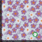 Jersey print med små retro blomster - lilla