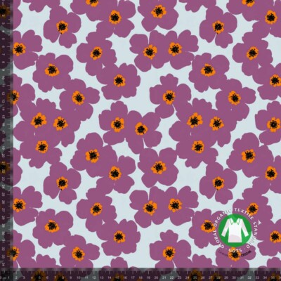 Jersey print med små retro blomster - blomme