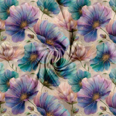 Jersey print med elegante lilla blomster - Billede 3