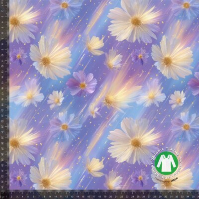 Jersey print med glimtende margueritter 1
