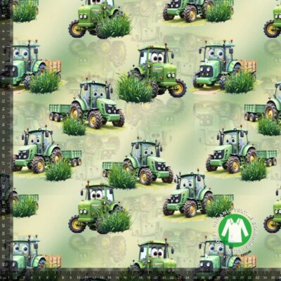 Jerseypainatus söpöillä vihreillä traktoreilla