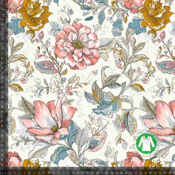 Jersey print med vintage spring flowers