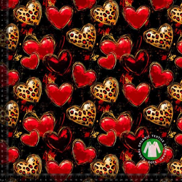 Violet valentine leopard hearts_with_rulers Jersey print med flotte leopard hjerter