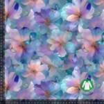 Jersey print med fadede smukke blomster - lilla