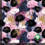 Jersey print med akvarel blomster - lyserød