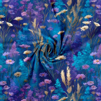 Jersey print med vilde blomster - lilla - Billede 3