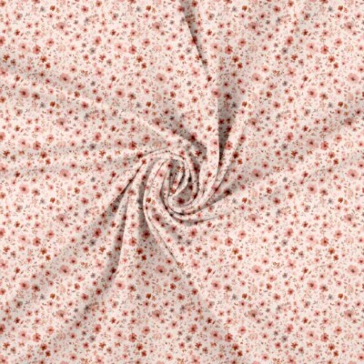 Jersey print med små forårs blomster - brun 3 - Billede 2