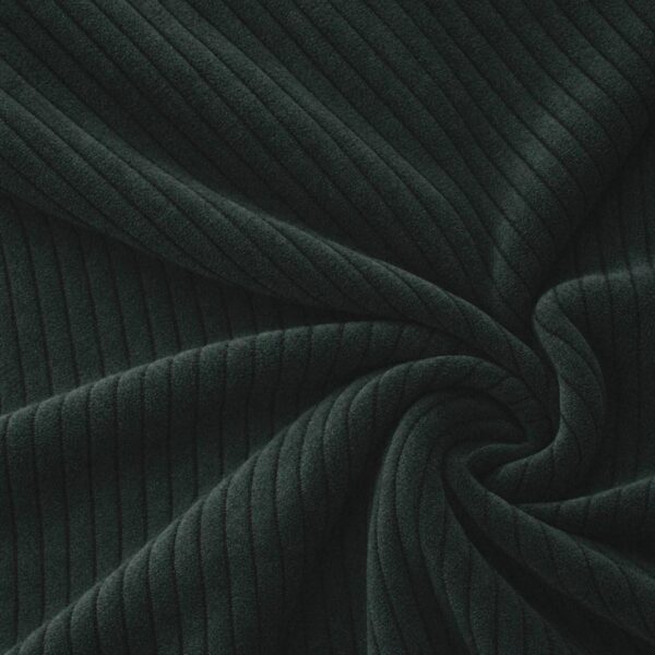 Corduroy upholstery velour in bottle green laid in soft folds