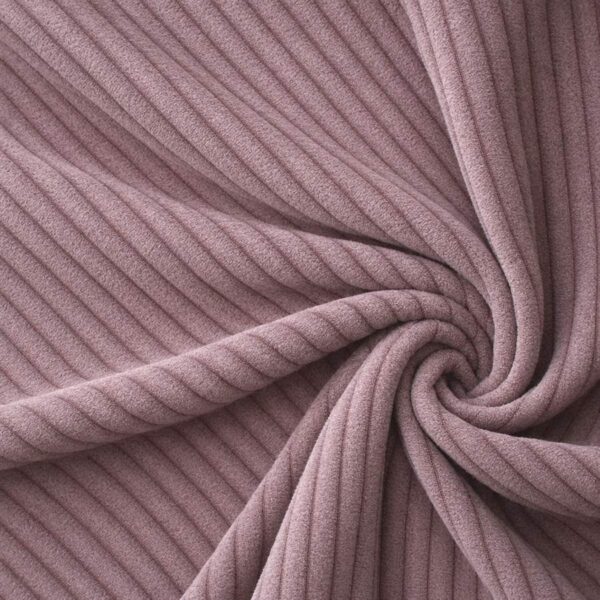 Corduroy upholstery velour in old rose laid in soft folds