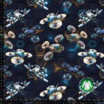 Jersey print med droner digitalprint på bomuld/lycra