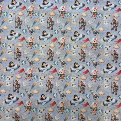 Poplin patchwork stof med søde små dyr