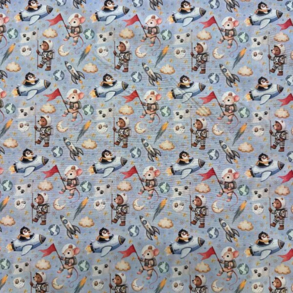 Poplin patchwork fabric with cute little animals
