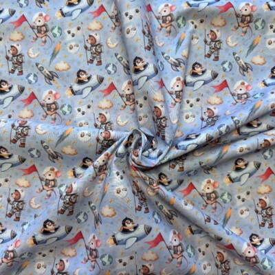 Poplin patchwork stof med søde små dyr