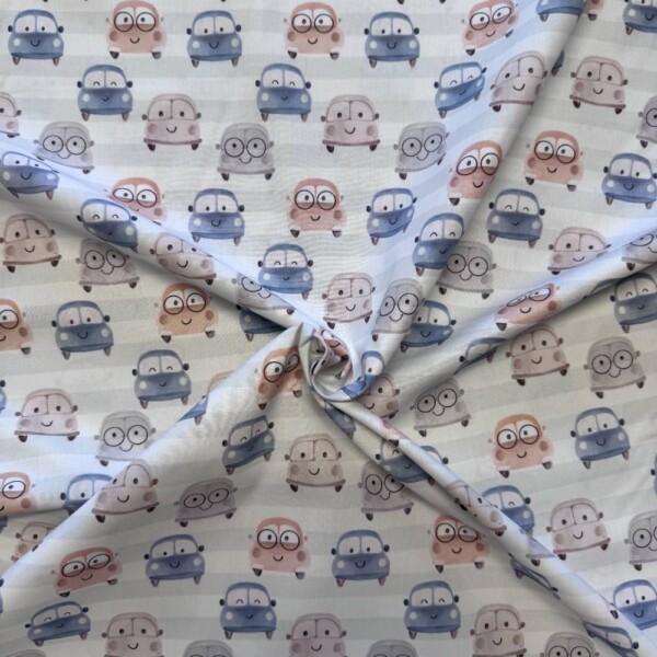 Poplin patchwork fabric with cute cars