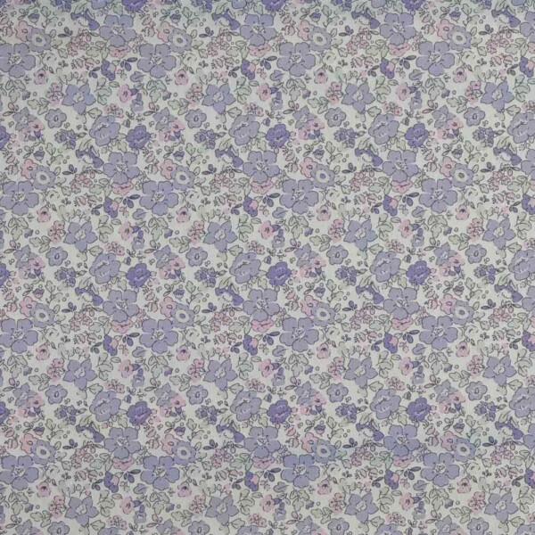 IMG_9685 Poplin patchwork stof med lilla blomster i 100% bomuld, 145 g/m²