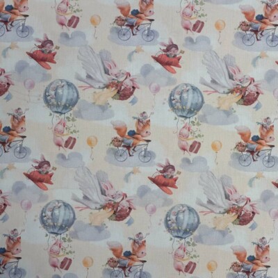 Poplin patchwork stof med søde dyr