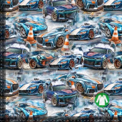 Jersey print med street cars digitalprint jersey 220 g/m²