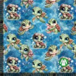 Jersey print med søde skildpadder digitalprint jersey 220 g/m²