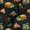 Jersey-digiprinttikangas toxic-kuviolla valkoisella pohjalla