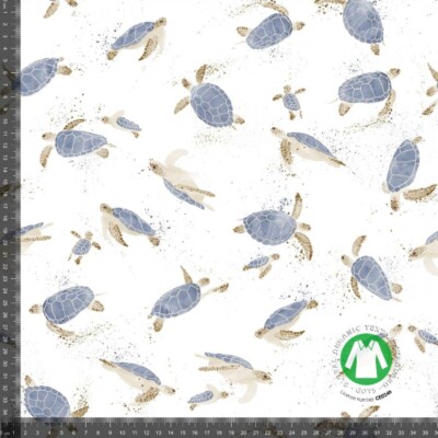 Jersey print med skildpadder - blå