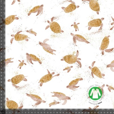 Jersey print med skildpadder - sand