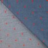 Chambray metervare med hjertebroderi i 100% bomuld