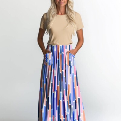 Jersey print med abstract forårs mønster - Billede 2