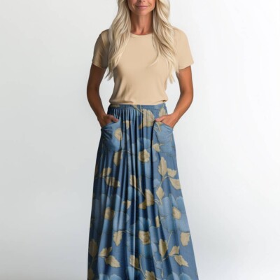 Jersey print med borderings blomster 1 - Billede 2