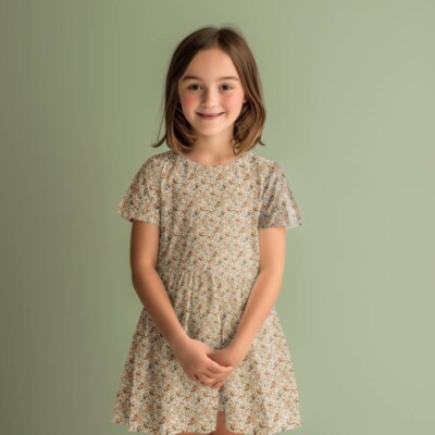 Jersey print med små forårs blomster - brown - Billede 2