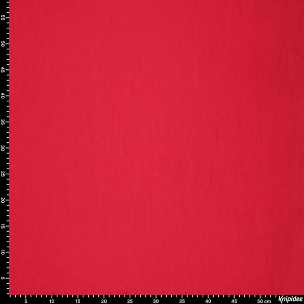 Textured detail in woven linen fabric Red 100% linen
