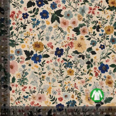 Rib jersey print med flotte små blomster - multi - Billede 1