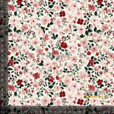 Jersey print med små forårs blomster - dusty rose - Billede 1