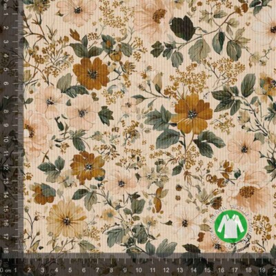 Rib jersey print med flotte små blomster - brun - Billede 1