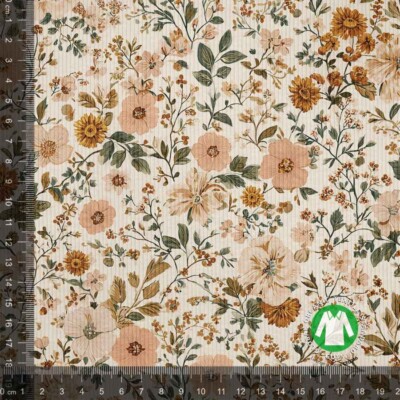 Rib jersey print med mange små blomster - Billede 1