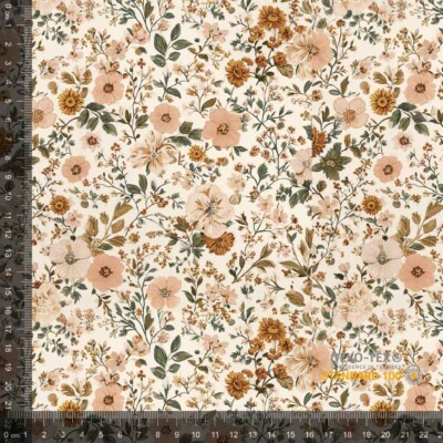 Jersey print med små forårs blomster - brown - Billede 1