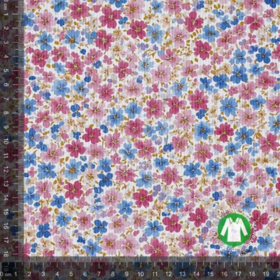 Rib jersey print med flotte små blomster - rosa - Billede 1