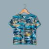 Camping-teema digiprintti jerseyssä valkoisella pohjalla