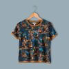 Yksityiskohta siilikuvioisesta digiprintti jersey -kankaasta 220 g/m²