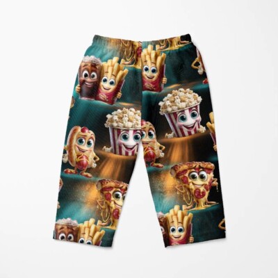 Sjovt mad motiv på hvid bund digitalprint jersey 160 cm