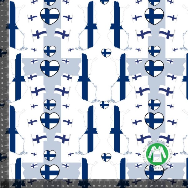 finland pattern - measurement Jersey-digiprintti Finland-teemalla, 220 g/m², 160 cm