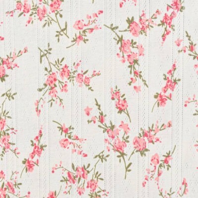 Pointoille strik med blomster - lyserød