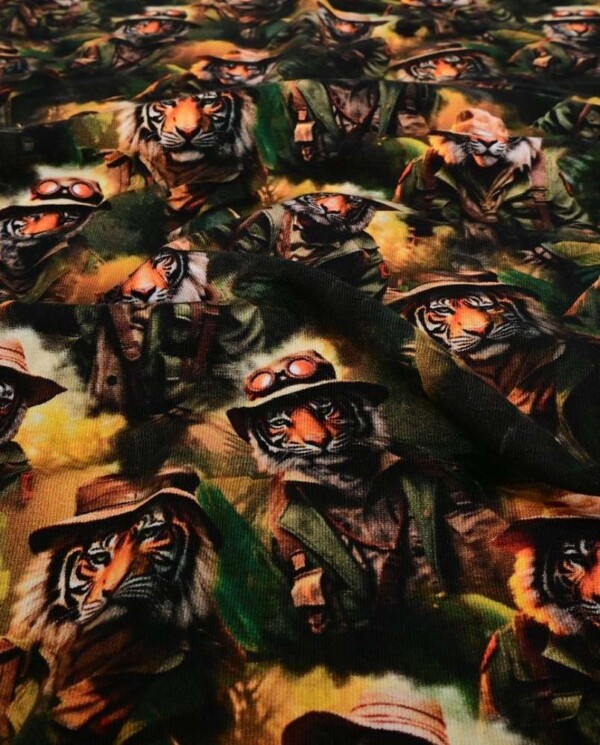 Tiger-motiv på digitalprint jersey 200 g/m²
