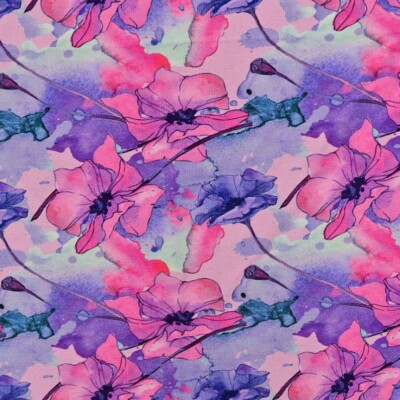 Bamboo print with elegant flowers - pink