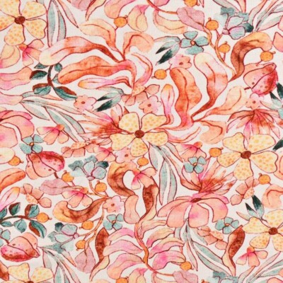 Bamboo print with abstract flowers