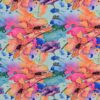 Digitalprint bambus jersey stof med elegante blomster i turquoise