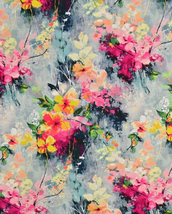 imgi_26_dsc_426 Bamboo jersey print with beautiful flowers on a grey base, 220-240 g/m²