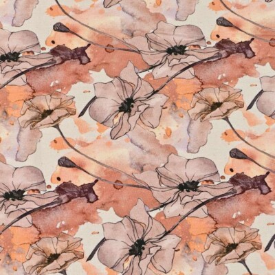 Bamboo print with elegant flowers - brown